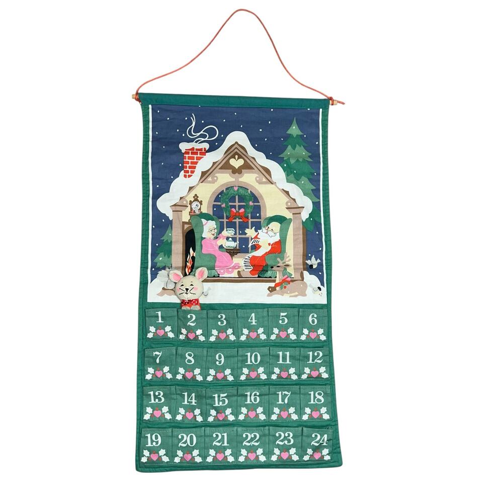 Vintage 1980s Avon Advent Calendar with Orig Mouse Countdown to Christmas Santa